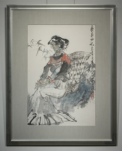 张春新 1989年作 鏡框 額装 真作 中国 絵画