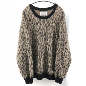 【中古】WACKO MARIA 2022AW LEOPARD MOHIAIR CREWNECK SWEATER L ブラウン　ワコマリア[240024429337]