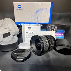 【美品】KONICA MINOLTA コニカミノルタ AF ZOOM 17-35mm 1:2.8(32)-4 D カメラレンズ/レンズフード KONICA MINOLTA LB-1001/付属品 箱付き