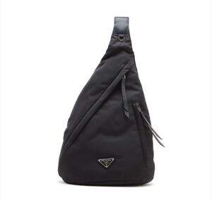 希少◇PRADA プラダ ボディバッグ トライアングルプレート Re-Nylon ワンショルダーバッグリナイロン ブラック ユニセックス 