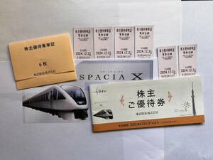 東武鉄道株主優待乗車証６枚・株主ご優待券１冊のセット【 有効期限：2024年12月31日】