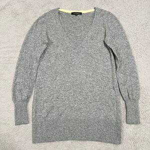 ★カシミア100%★高級 LAUTREAMONT ロートレアモン Vネック グレー 長袖 カシミヤ ニット セーター レディース サイズ38 美品 R-6861