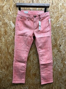 【訳アリ】 GAP ギャップ 23 レディース クロップド スキニーパンツ ストレッチ パイソン柄 スネーク 綿×ポリウレタン ピンク系