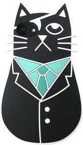 最終特価 ワンコイン 500円 SALE マフィア キャット iPhone6/6s ケース シリコン ケース 猫 クロネコ ブラック