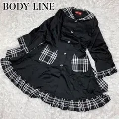 BODY LINE ゴスロリワンピース チェック柄　フリル　猫　ブラック