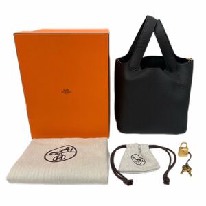 新品未使用 HERMES エルメス ピコタンロックPM W刻印 ゴールド金具 トリヨン・タッチ ブラック ハンドバッグ カデナ 箱付き