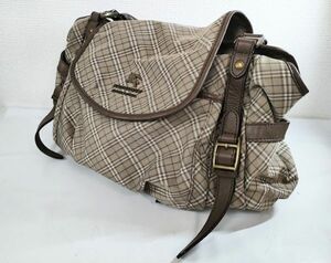 BURBERRY BLUE LABEL バーバリーブルーレーベル ハンドバッグ チェック キャンバス レザー ロゴ金具【中古】6276H