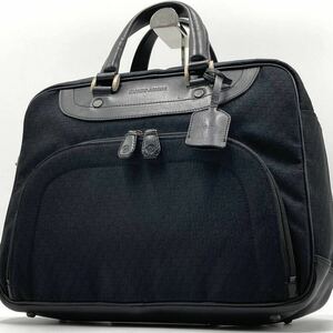 1円〜【美品】ジョルジオアルマーニ GIORGIO ARMANI ビジネスバッグ ブリーフケース レザー 本革 A4 PC ハンド ロゴ柄 メンズ ブラック 黒