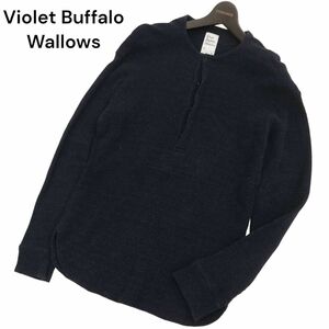 Violet Buffalo Wallows ドレステリア 通年 長袖 ヘンリーネック ストレッチ カットソー ロンTシャツ Sz.S　メンズ ネイビー　C4T02374_3#F