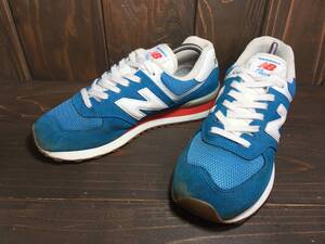 ★new balance ニューバランス classic ML 574 HC2 青×白 7.5インチ 25.5cm Used 検 996 1300 1400 クラシック スニーカー