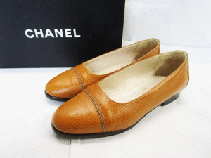 (D) CHANEL シャネル 98A CLASSIC PUMP ココマーク 刺繍 パンプス 36.5 ブラウン レザー シューズ