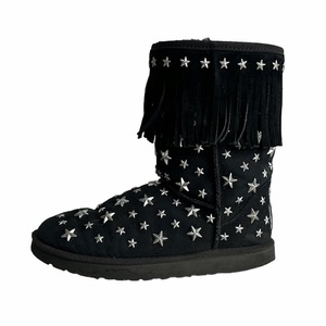 アグ UGG ×ジミー チュウ JIMMY CHOO STARLIT スタッズ ムートンブーツ 星 スター フリンジ 黒 ブラック 24cm F23010H ■SH