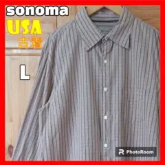 USA 古着 sonoma ソノマ 長袖 シャツ チェック ブラウン L