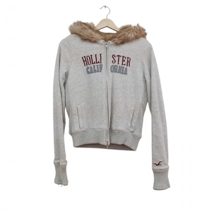 ホリスター Hollister パーカー サイズM - ライトグレー×ボルドー×マルチ レディース 長袖/フェイクファー トップス