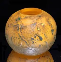 美術館級!! エミール・ガレ 蜻蛉・蛙文 花瓶 善と悪 トンボ カエル 花瓶
