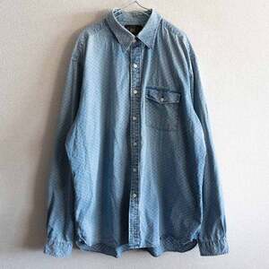 【名作】RRL【INDIGO PRINTED WORK SHIRT】L インディゴ ワークシャツ ダブルアールエル 2411603