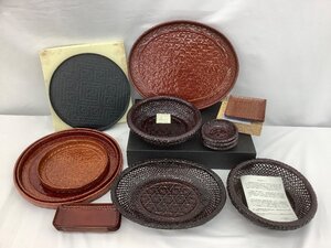 井上籃胎漆器他 籃胎漆器まとめ/菓子器/盆/茶托等 中古品 ACB