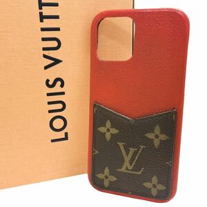 ルイヴィトン LOUIS VUITTON バンパー スマホケース モノグラム iPhone12 12Pro 赤 レッド ポケット 収納 カード入れ M80081 レディース