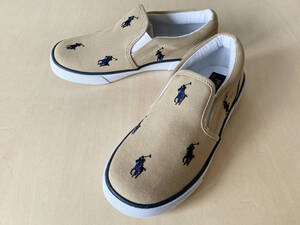 19cm カーキ ポロ ラルフローレン スリップオン POLO RALPH LAUREN BAL HARBOUR REPEAT KHAKI/NAVY 19cm 91552