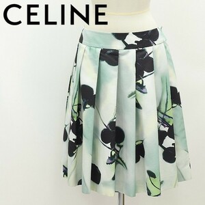 フランス製◆CELINE セリーヌ 総柄 プリーツ スカート 44