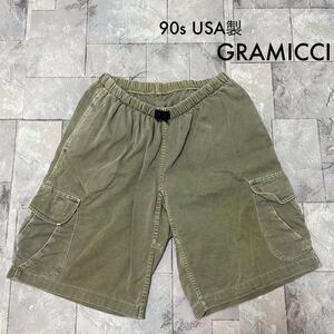 90s USA製 Gramicci グラミチ ショートパンツ ハーフパンツ ショーツ カーゴパンツ アメリカ製 アウトドア アメカジ カーキ 玉SS2222