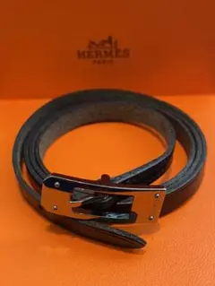 【超美品】エルメス　HERMES PARIS レザーブレスレット　本革　シンプル