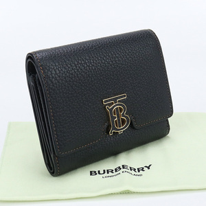 中古良品BURBERRY TB コンパクトウォレット 三つ折り財布 8049217　ブラック ランク：A us-2