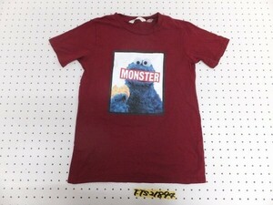 H&M エイチアンドエム ×セサミストリート キッズ クッキーモンスター コラボ 半袖Tシャツ US10-12Y エンジ