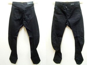 即決[1]JULIUS_7 13AW ベンディングパンツ ねじれ バナナ デニム ブラック スレ加工 crack期 COTTON DENIM 10oz■5735