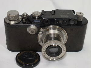 希少な超美品 Leica DⅢ型 (A型改造) 1931年製 ブラック 全回転Elmar 1:3.5 F=50mmニッケル ノーナンバー 純正レンズキャップ付