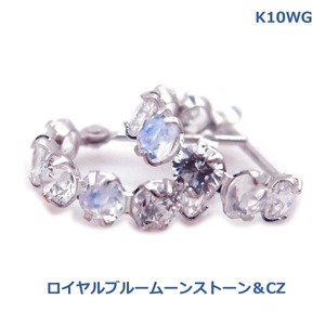 【送料無料】K10WGロイヤルブルームーンストーンCZフープピアス■771141-860