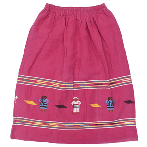 vintage BIG JAGUAR グアテマラ HANDWOVEN スカート コットン ピンク size.L 民族 メキシカン メキシコ ハンドメイド