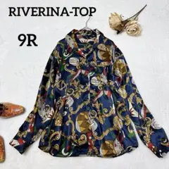 RIVERINA-TOP  ブラウス　9R(M)  総柄　ピエロ　ツルツルレトロ