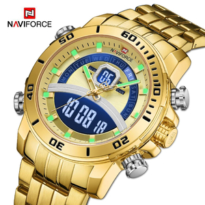 Naviforce メンズ クオーツ 腕時計 9181S ミリタリー カジュアル スポーツ クロノグラフ ウォッチ ステンレス 時計 G × G
