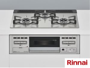 16万【未使用品】リンナイ Rinnai (RB31AM5T2RVW) グリル付 ガス 3口 LP ビルトインコンロ ガラストップ 品名コード：52-3899