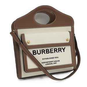 BURBERRY 2WAY ハンドバッグ ショルダーバッグ キャンバス レザー ホワイト