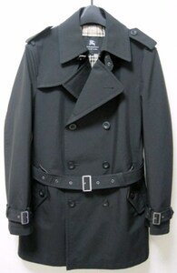 極美品 BURBERRY BLACK LABEL 撥水加工 ボンディング トレンチ コート Mレザー黒 ジャケット2ノバ チェック柄 バーバリー ブラックレーベル