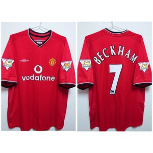 UMBRO 2000〜 02マンチェスターユナイテッド　デビッド・ベッカム　ネームナンバーフロッキー　フルパッチ　Manchester　Beckham