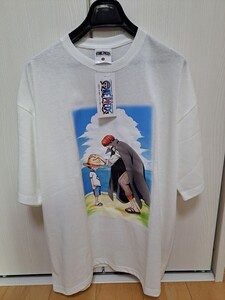 【新品】ワンピース/ONEPIECEルフィ&シャンクスプリントTシャツMサイズ白