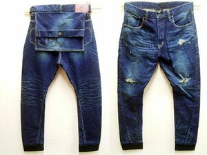 即決[3]glamb 14AT Tresco sarrouel denim 裾リブ デニム GB14AT/P14 パンツ■4464