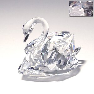 侍◆【SWAROVSKI スワロフスキー】クリスタル『Swan スワン』オブジェ 置物 フィギュリン 26