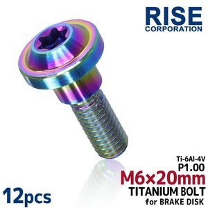 メール便OK！ M6×20 P1.00 チタンボルト ブレーキディスクボルト 12本 6mm 20mm ピッチ1.0 ヤマハ FJR1300A FZS1000フェザー XJR1300SP