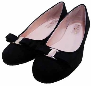 SG0233■ 新品 靴 女性用 レディース　リボン付 シューズ パンプス フラットシューズ サイズ M（23～23.5）cm ブラック
