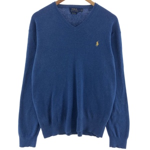 古着 ラルフローレン Ralph Lauren POLO RALPH LAUREN Vネック ピマコットンニットセーター メンズL相当 /eaa381544