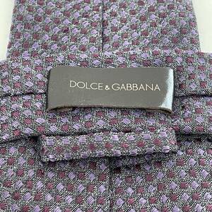 Dolce & Gabbana(ドルチェ&ガッバーナ)ドルガバ グレー紫マイクロスクエアネクタイ