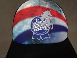 激レア USA購入 ミルウォーキー州ビール会社【Pabst Blue Ribbon】主催ライブコンサート【Project Pabst】ロゴプリントメッシュCAP中古良品