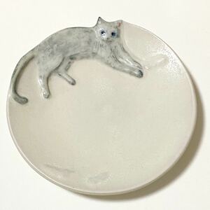【うつわやみたす】猫 皿 プレート 直径12cm ねこ 和皿 焼物