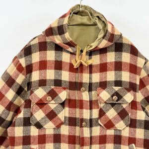 希少《Mint Condition / Reversible / XLarge》70s80s 極上品【 Woolrich チェック ウール コットン リバーシブル パーカ XL ビンテージ 】