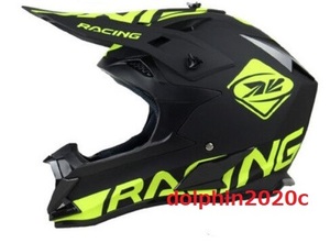 バイク　オフロードヘルメット　フルフェイスヘルメット　モトクロス　S~XLサイズ選択可　黒-RACING　 サイズ：M