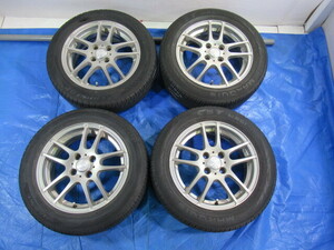 バランス済！STRANGER 15-5.5J 4H/100 ET42 + DUNLOP 185/60R15 中古4本セット！アクア ヤリス ヴィッツ スイフト等！Z00737